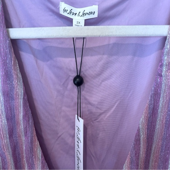 For Love and Lemons Plus Size Disco Chrome Stripe Wrap Top - Picture 3 of 5